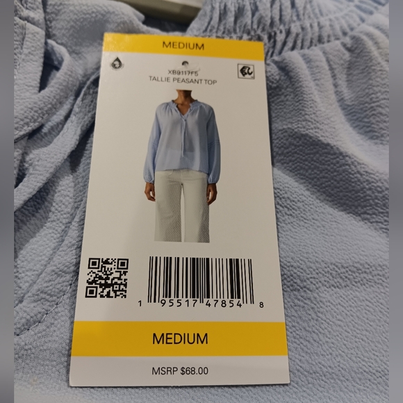 Social Standard by Sanctuary Women's Seaspray Blue Tallie Peasant Top (NWT) - Picture 4 of 7